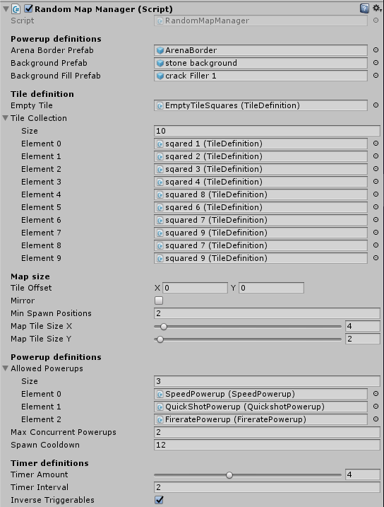 Image of the Map Settings in Unity